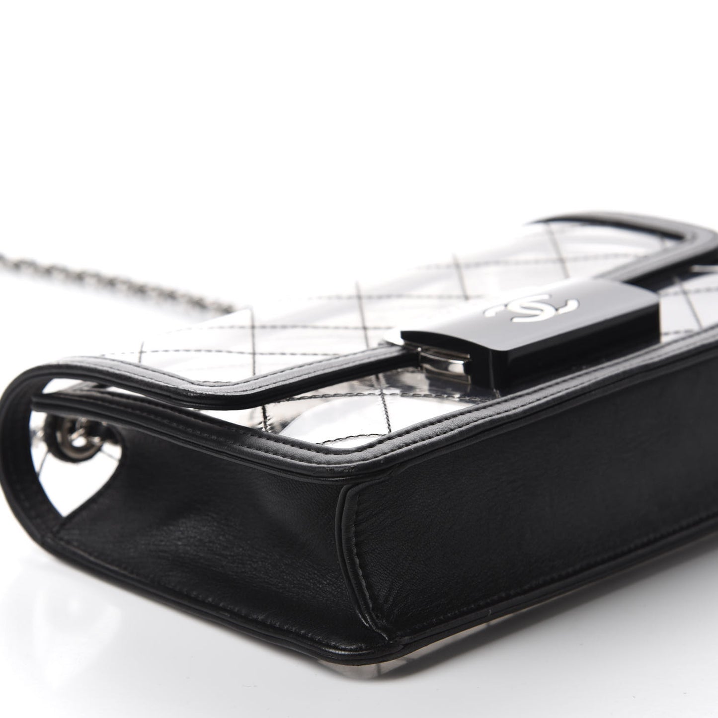 PVC Lambskin Quilted Beauty Lock Flap Black
