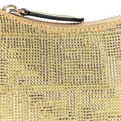 Fendi Crystal Vitello Laminato Suede FF Nano Fendigraphy Hobo Charm Platino 8 of 10