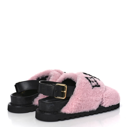 Louis Vuitton Shearling Paseo Sandals 39 Pink 3 of 7