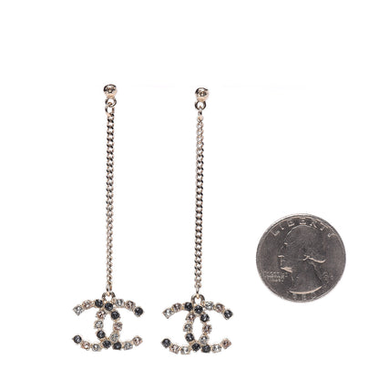 Chanel Crystal CC Drop Earrings Pink Grey Gold 2 of 4