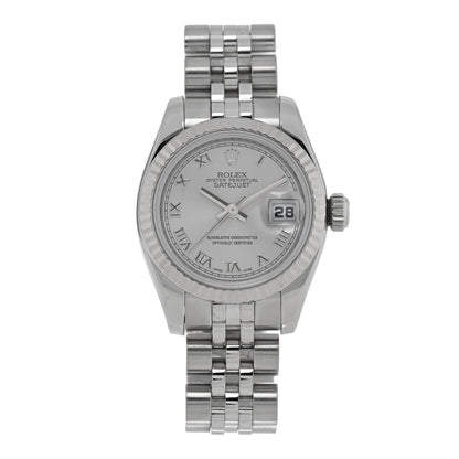Rolex Stainless Steel 18K White Gold 26mm Oyster Perpetual Datejust Watch Silver Roman 179174 1 of 4