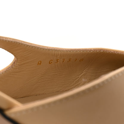 Chanel Goatskin Grosgrain Cap Toe CC Slingback Pumps 37 Beige Black 9 of 10