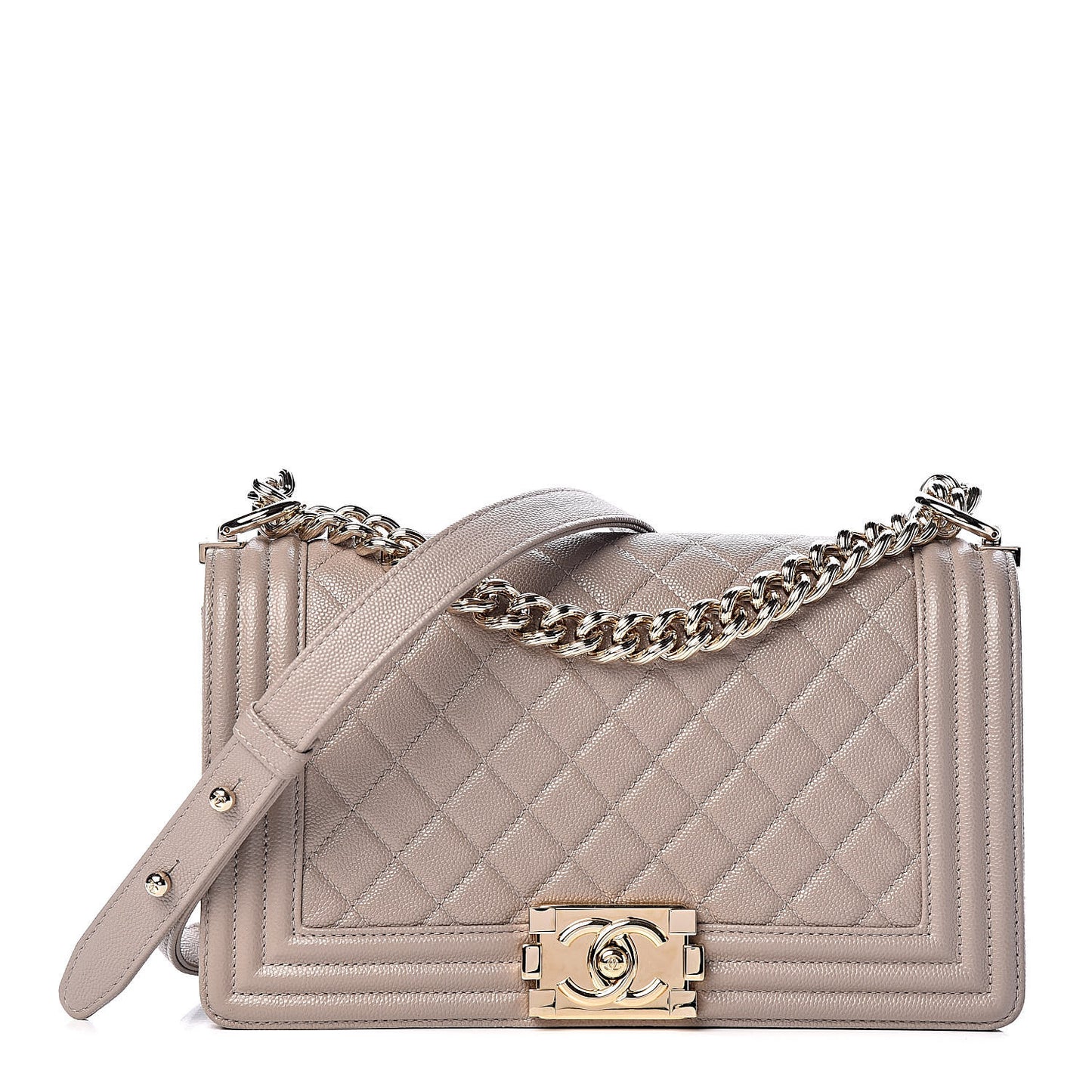 Caviar Quilted Medium Boy Flap Dark Beige