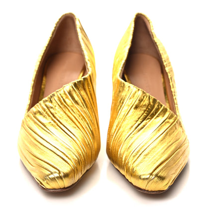 Bottega Veneta Metallic Bark Nappa Almond Pumps 38.5 Gold 2 of 8