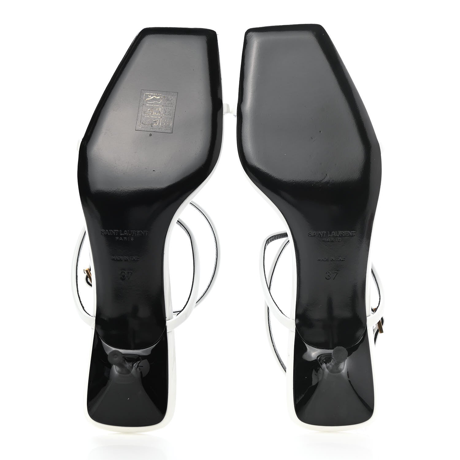 Saint Laurent Calfskin Patent Nuit 55 Sandals 37 Bright White 5 of 9