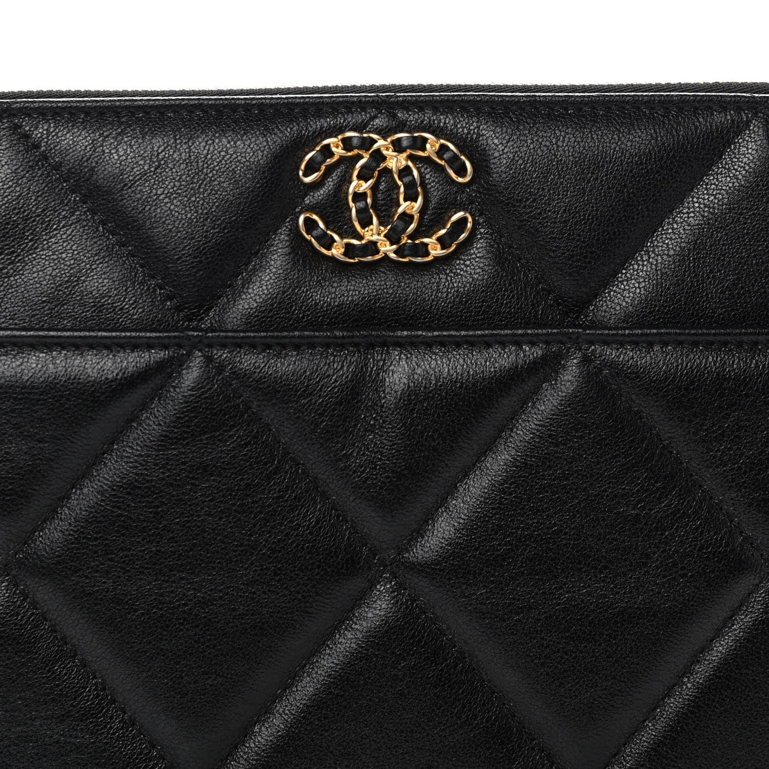 Chanel Goatskin Quilted Chanel 19 Pouch Black 7 of 10
