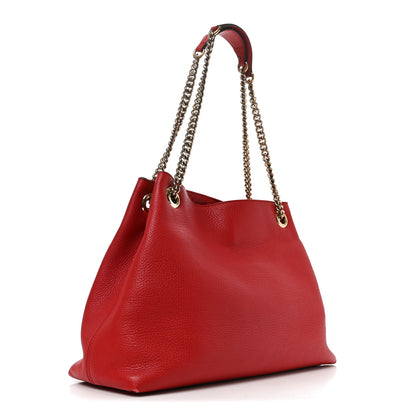 Gucci Pebbled Calfskin Medium Soho Chain Shoulder Bag Tabasco Red 5 of 19