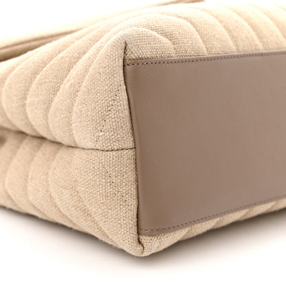 Saint Laurent Linen Y Quilted Monogram Medium Loulou Chain Satchel Natural Taupe 8 of 12