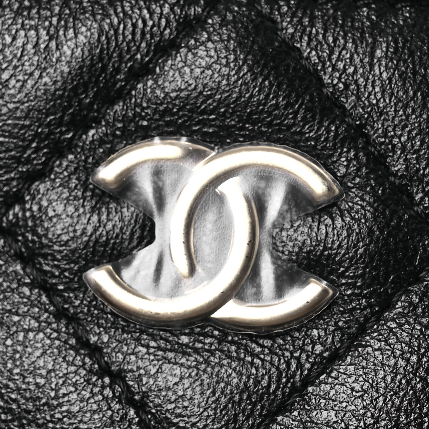 Mesh Shiny Lambskin Chain Hobo Black