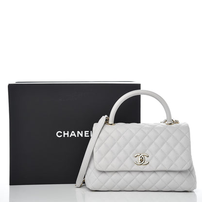 Chanel Caviar Quilted Small Coco Handle Flap Light Grey 12 of 12