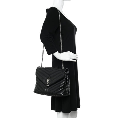 Saint Laurent Calfskin Y Quilted Monogram Medium Loulou Chain Satchel Black 3 of 12