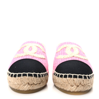 Chanel Tweed Grosgrain CC Espadrilles 36 Pink Ivory Gold Black 2 of 9