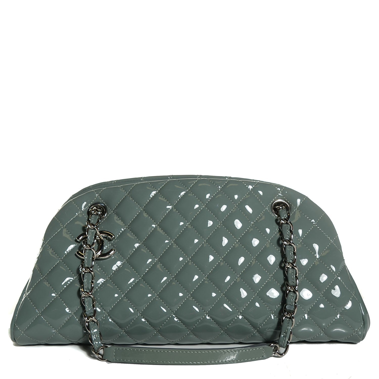Chanel Patent Quilted Medium Just Mademoiselle Light Khaki 1 of 8