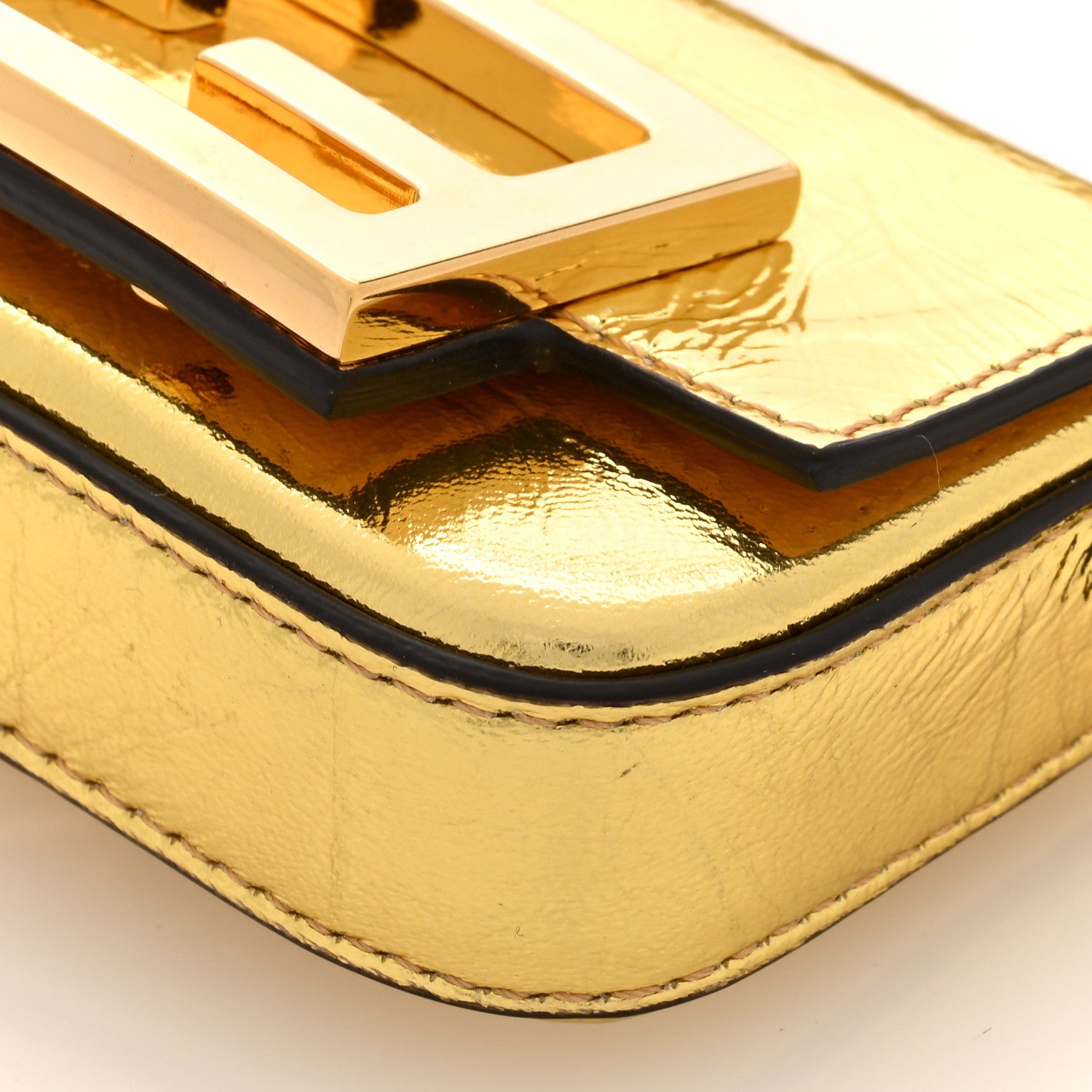 Fendi Metallic Braided Nano Baguette Maxi Handle Charm Gold 9 of 9