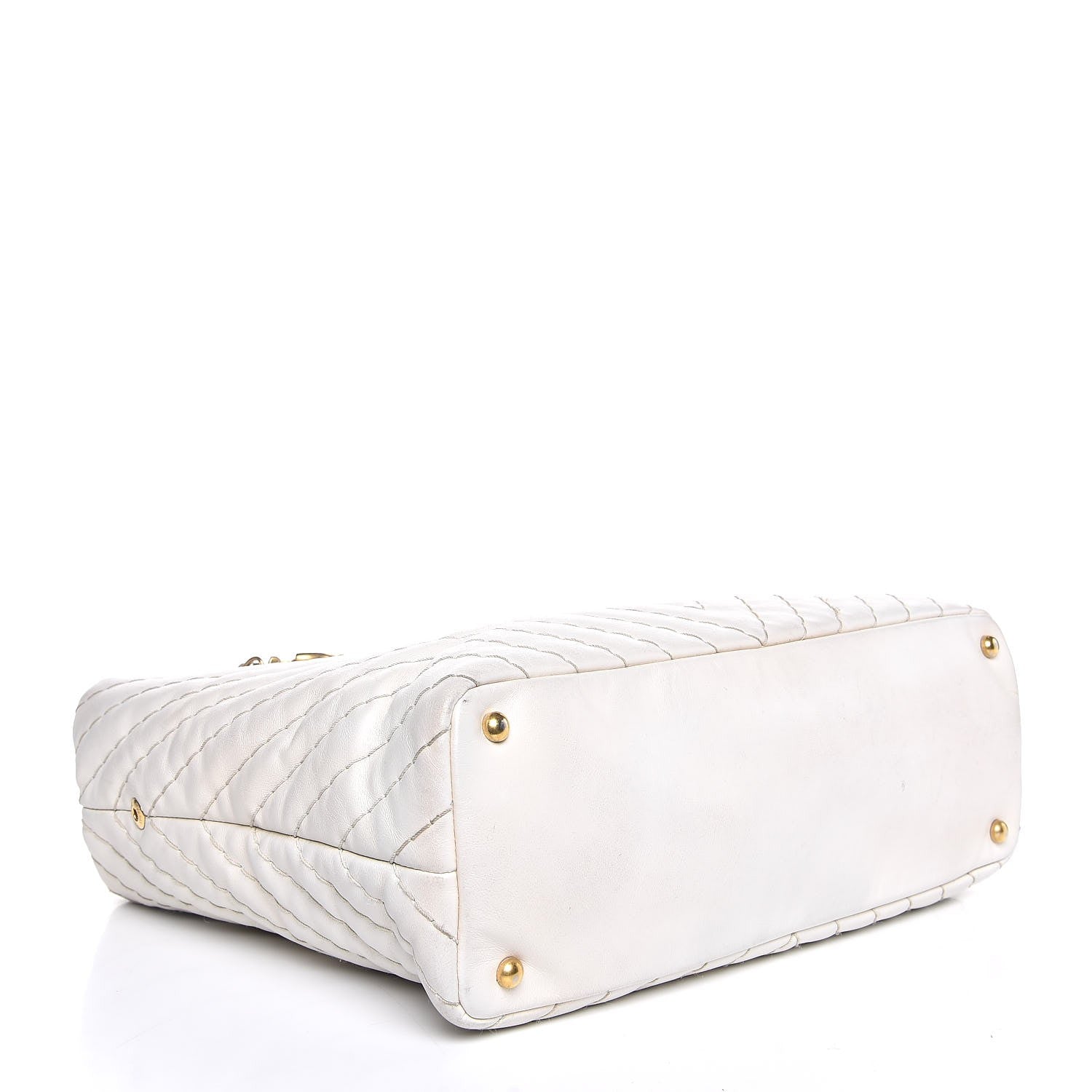 Chanel Calfskin Surpique Chevron Tote White 4 of 16