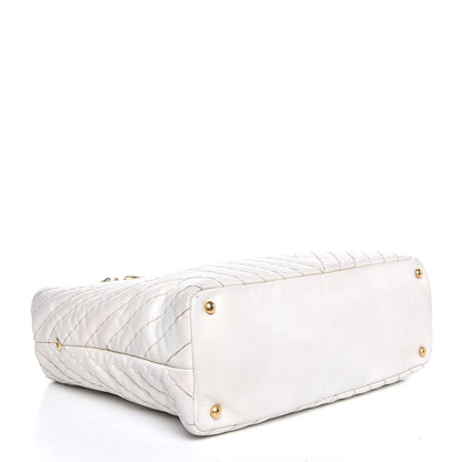 Chanel Calfskin Surpique Chevron Tote White 4 of 16
