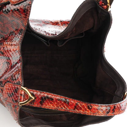 Gucci Python Large Soft Stirrup Shoulder Bag Red 5 of 7