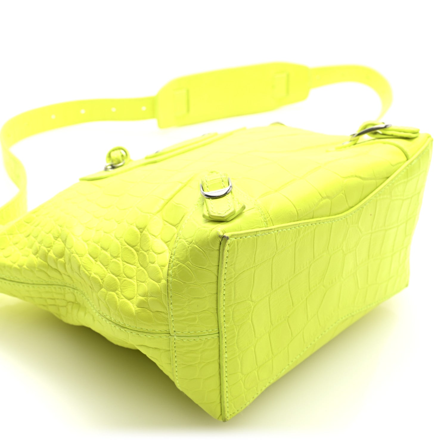 Balenciaga Extra Supple Calfskin Crocodile Embossed Neo Classic Hardware Hobo XS Flou Yellow 8 of 9