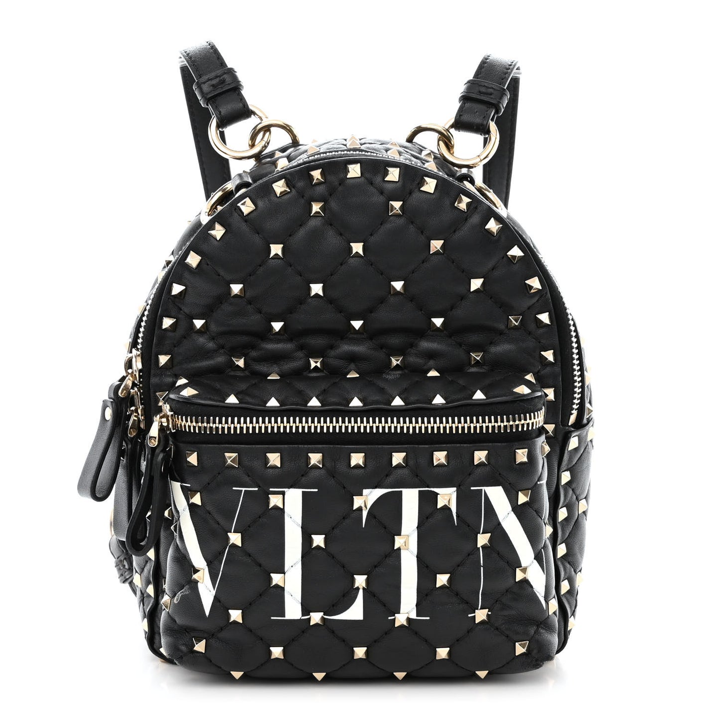 Lambskin VLTN Print Quilted Mini Rockstud Spike Backpack Black