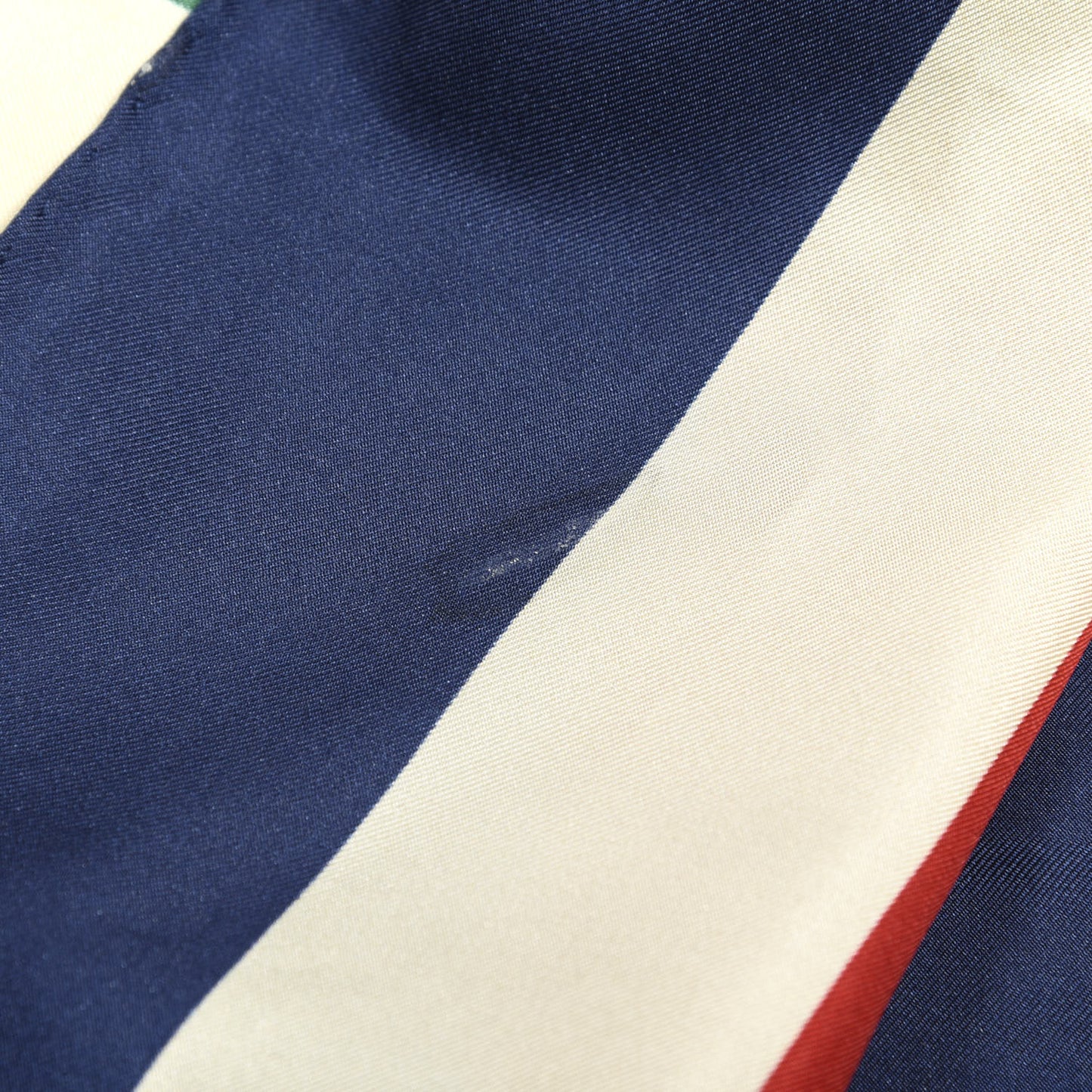 Silk Sylvie Stripe Web Logo Square Scarf Ivory Blue