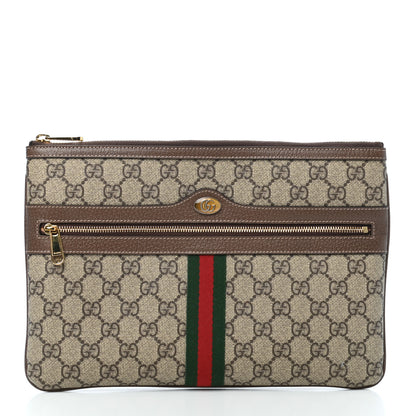 Gucci GG Supreme Monogram Large Ophidia Pouch Clutch Brown 1 of 8