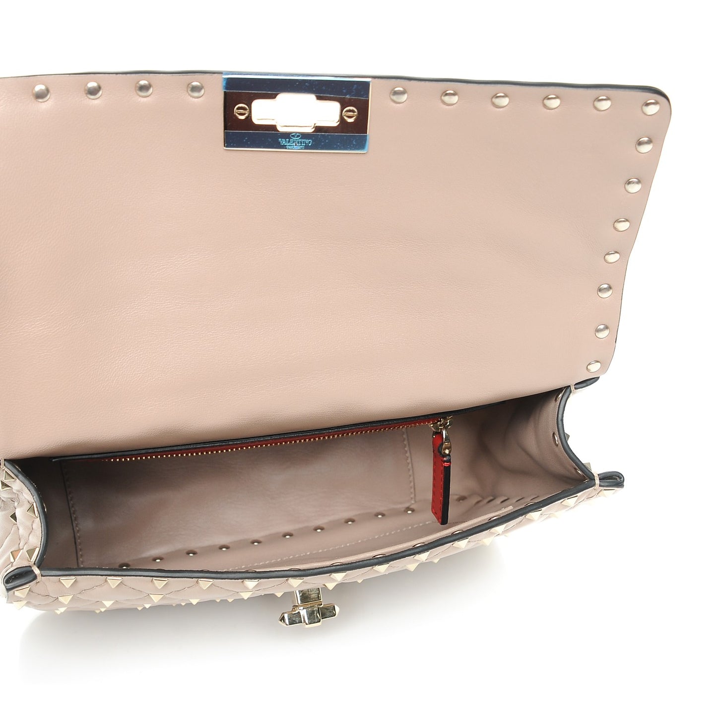 Lambskin Medium Rockstud Spike Shoulder Bag Poudre