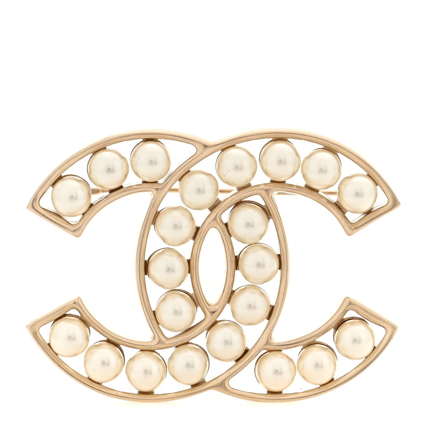 Pearl CC Brooch Light Gold