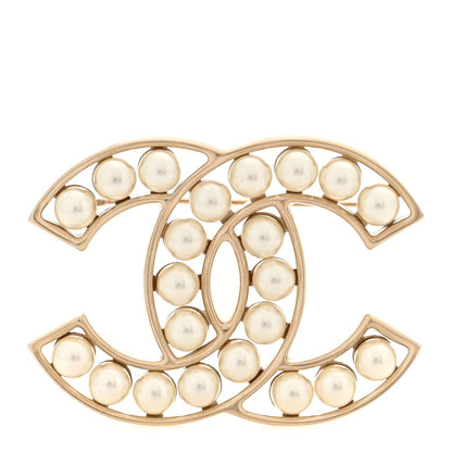 Chanel Pearl CC Brooch Light Gold 1 of 4