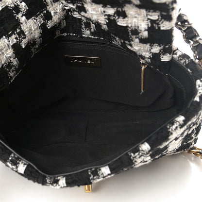 Chanel Tweed Quilted Medium Chanel 19 Flap Black Ecru White 5 of 11