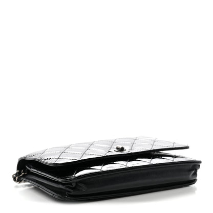 Chanel Distressed Patent Calfskin Quilted Reissue Wallet On Chain WOC Black 4 of 14