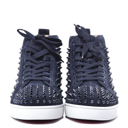 Christian Louboutin Veau Velours Mens Louis Spikes Flat Sneakers 45 Marine 2 of 9
