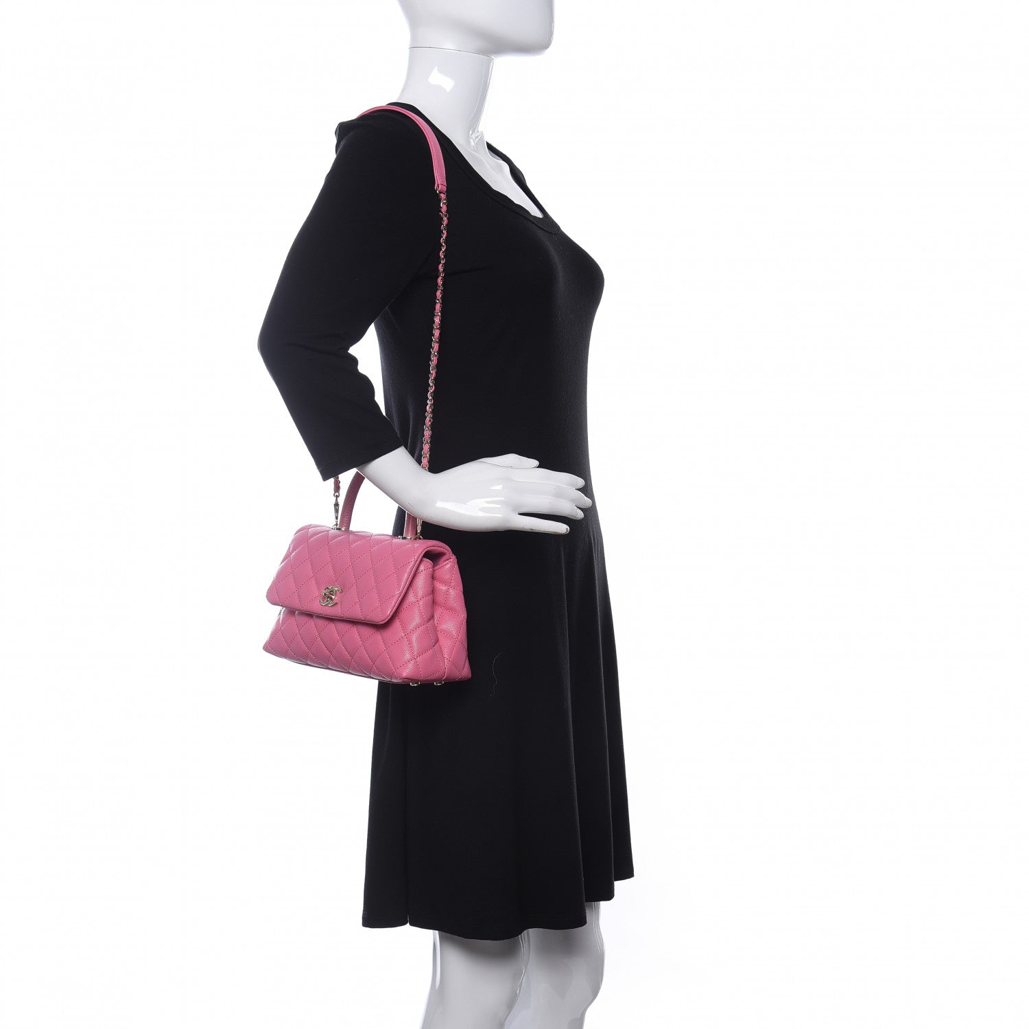 Chanel Caviar Lizard Embossed Quilted Mini Coco Handle Flap Pink 2 of 11