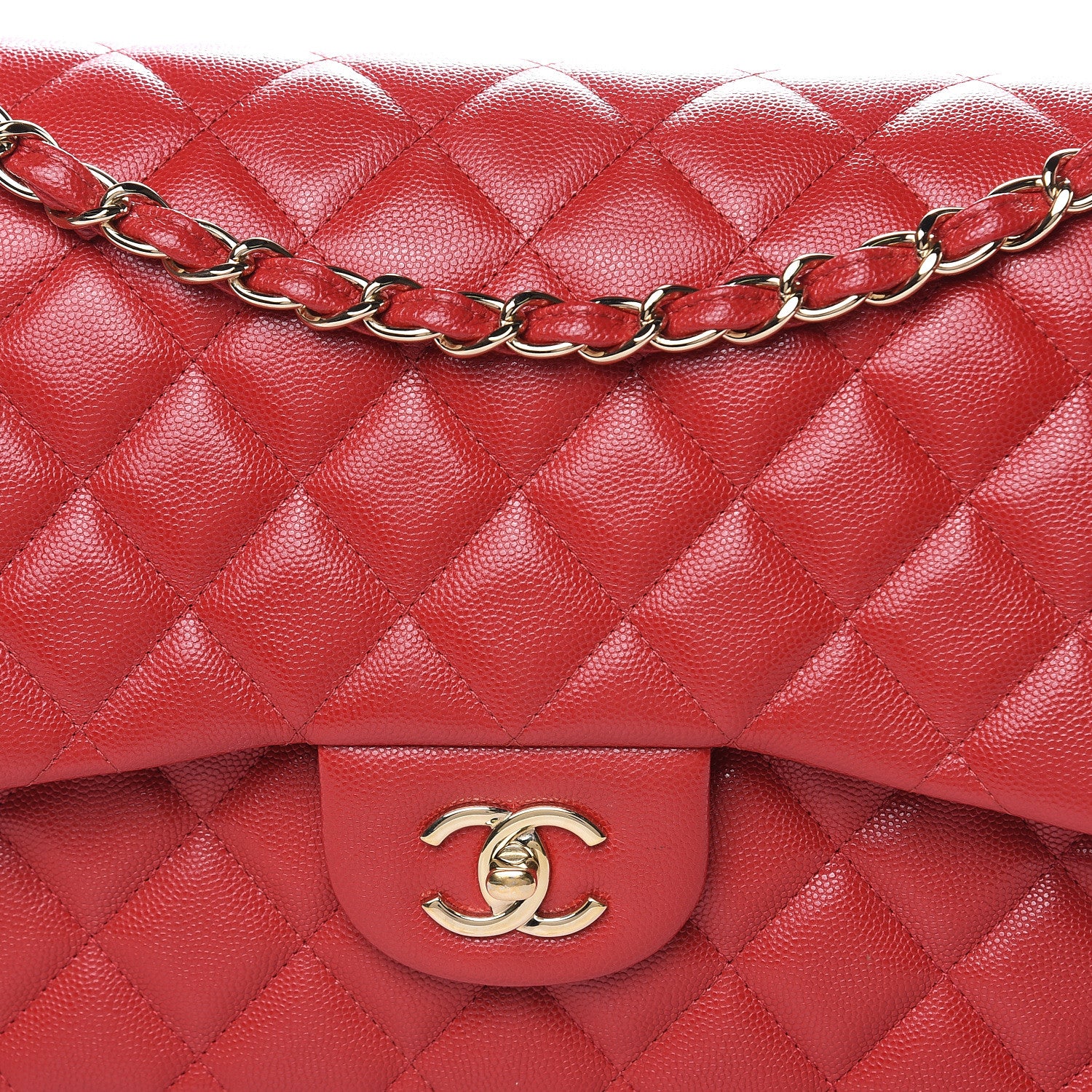 Chanel Caviar Quilted Jumbo Double Flap Red 20 of 20