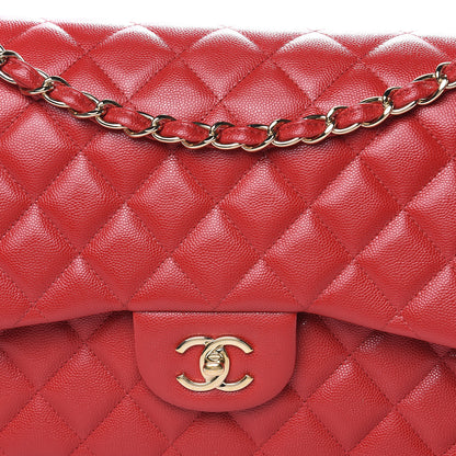 Chanel Caviar Quilted Jumbo Double Flap Red 20 of 20