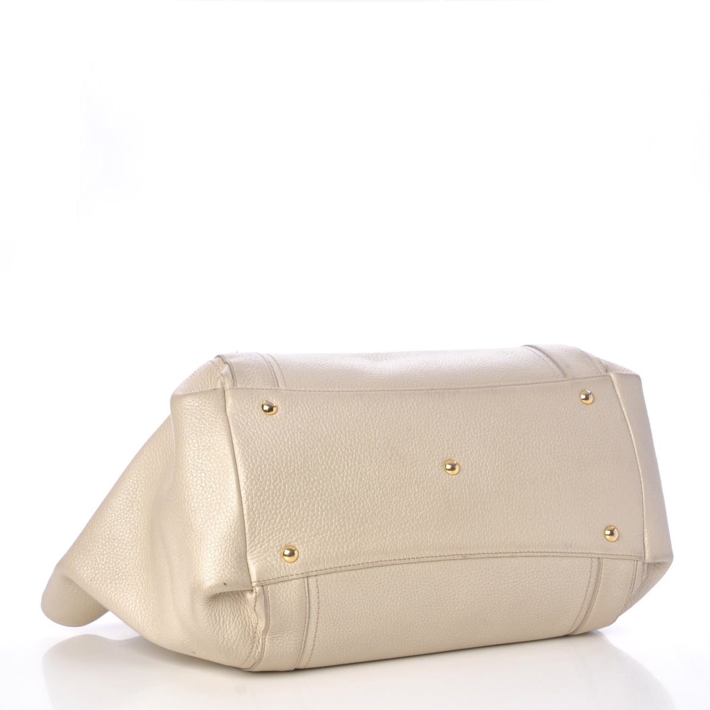 Grained Calfskin Studded Tote White