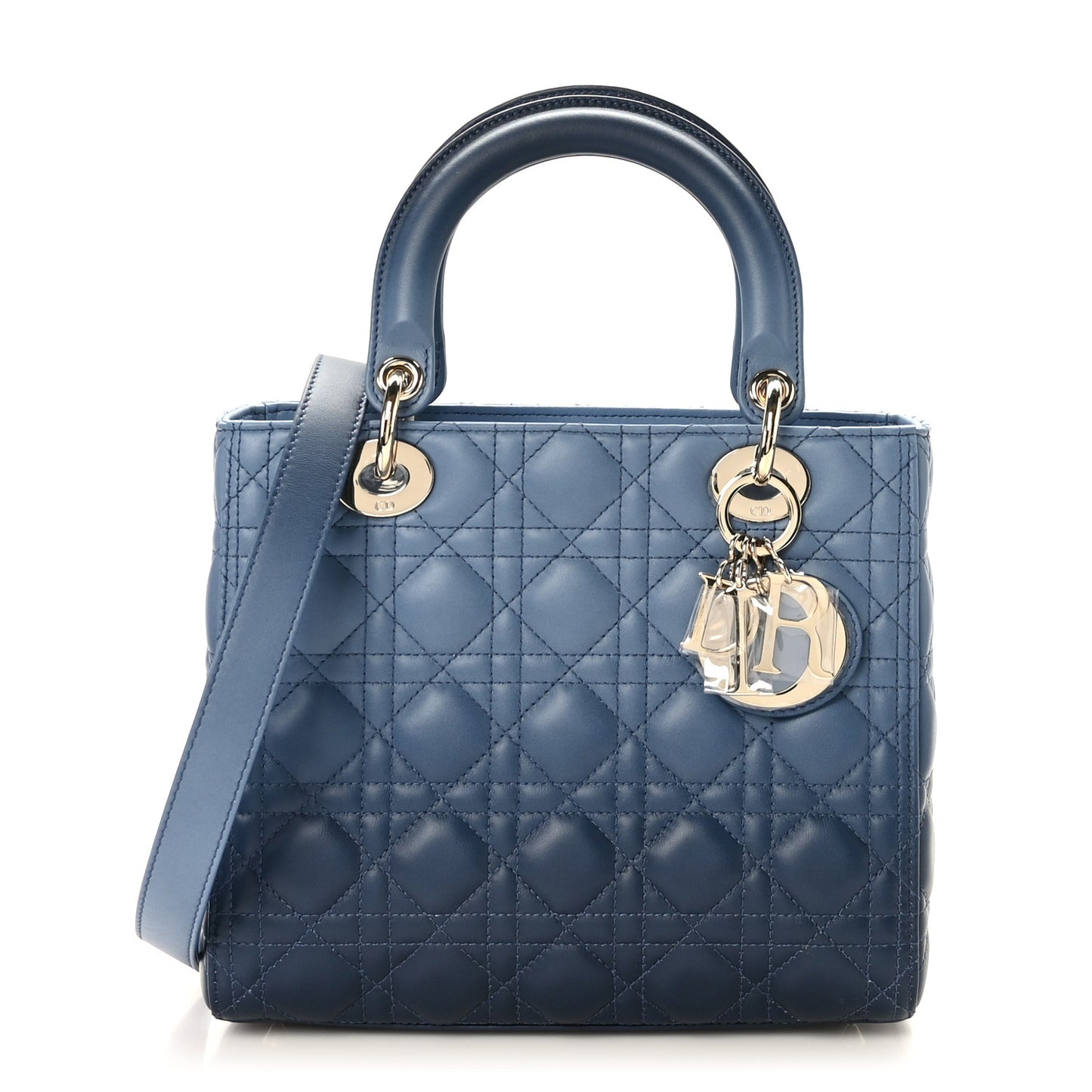 Lambskin Cannage Gradient Medium Lady Dior Blue