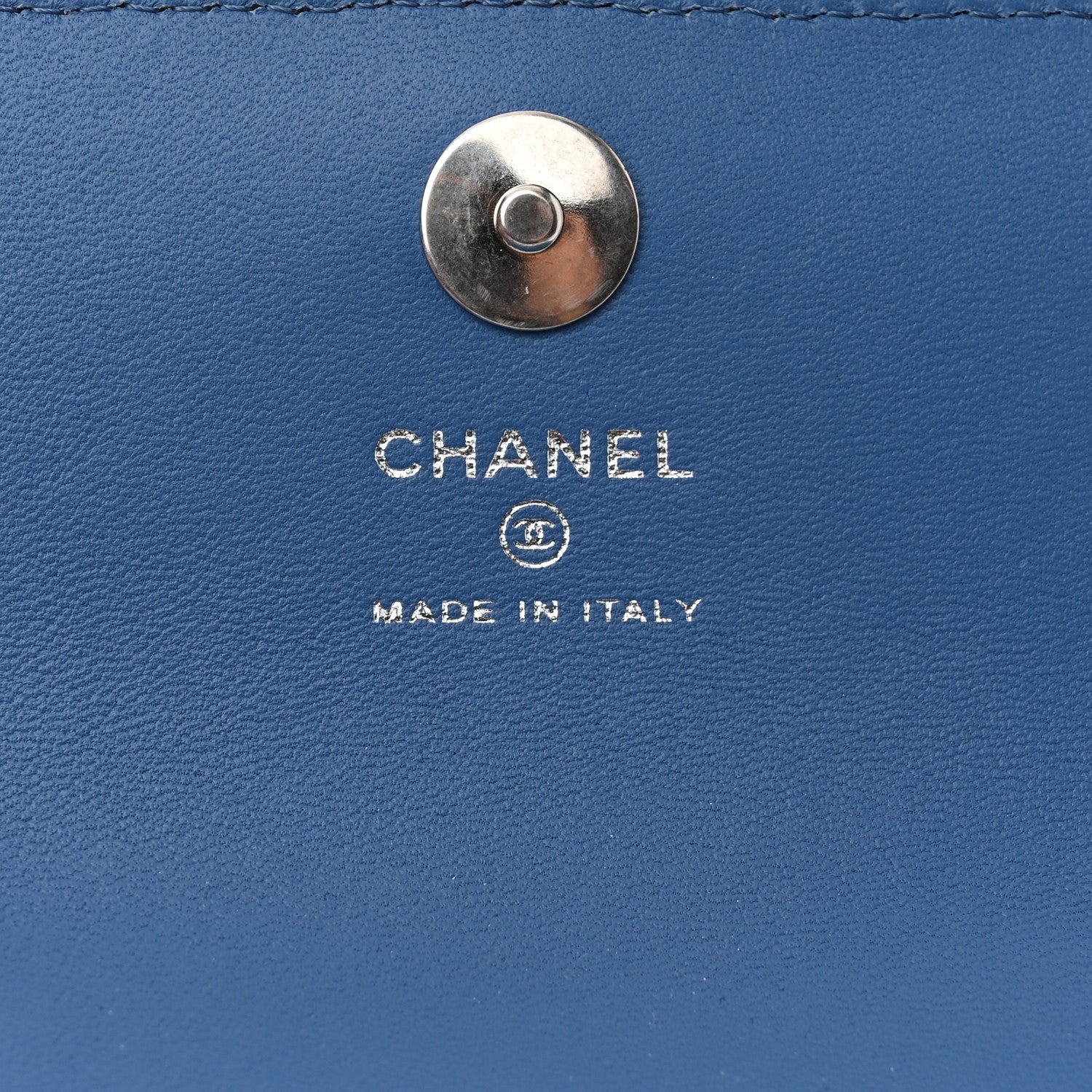 Chanel Denim Quilted Camellia Sweetheart Card Holder With Chain Blue 6 of 10