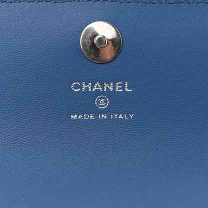 Chanel Denim Quilted Camellia Sweetheart Card Holder With Chain Blue 6 of 10