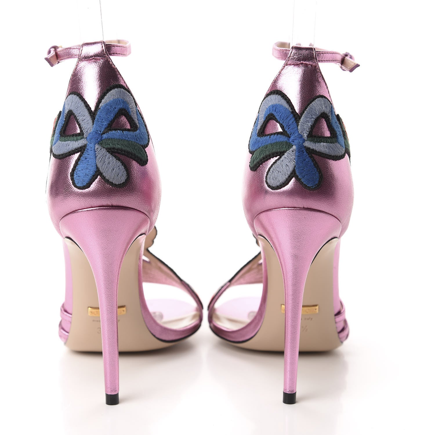 Gucci Metallic Nappa Ophelia High Heel Sandals 36.5 Rosa 5 of 9