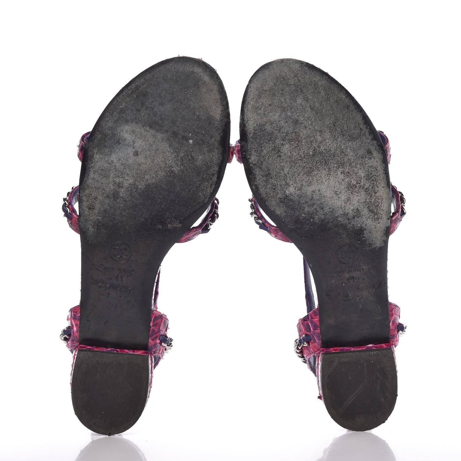 Chanel Shiny Python CC Chain Thong Sandals 41 Dark Pink 7 of 19