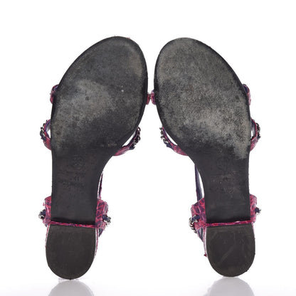 Chanel Shiny Python CC Chain Thong Sandals 41 Dark Pink 7 of 19