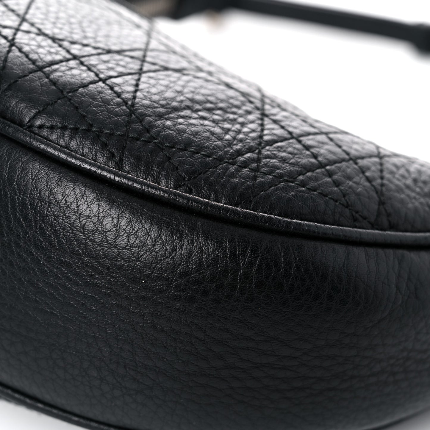 Grained Calfskin Cannage Hobo Black