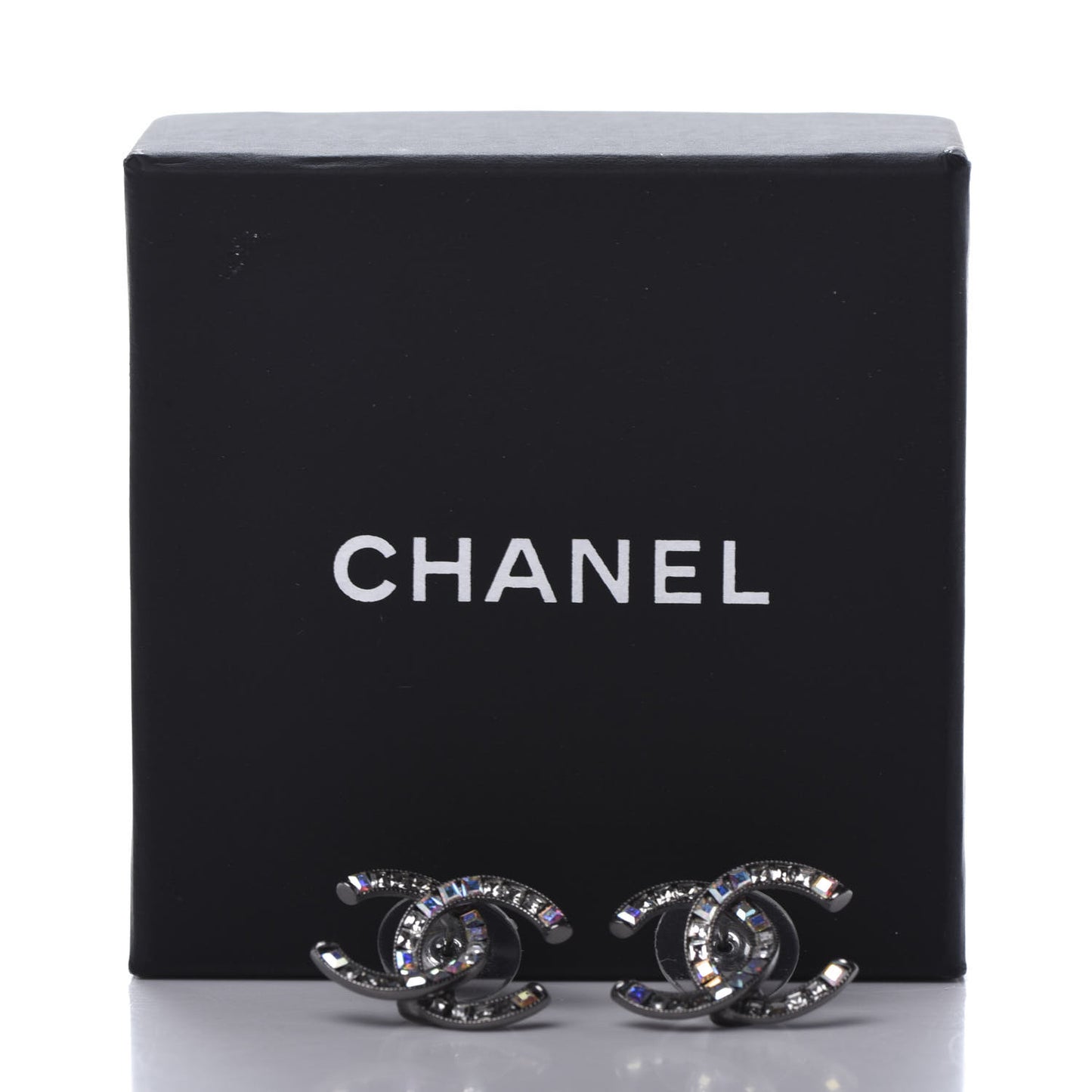 Baguette Crystal CC Earrings Silver