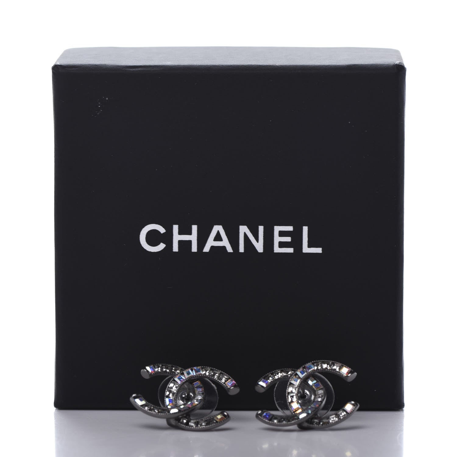 Chanel Baguette Crystal CC Earrings Silver 5 of 5