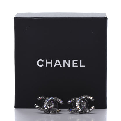 Chanel Baguette Crystal CC Earrings Silver 5 of 5
