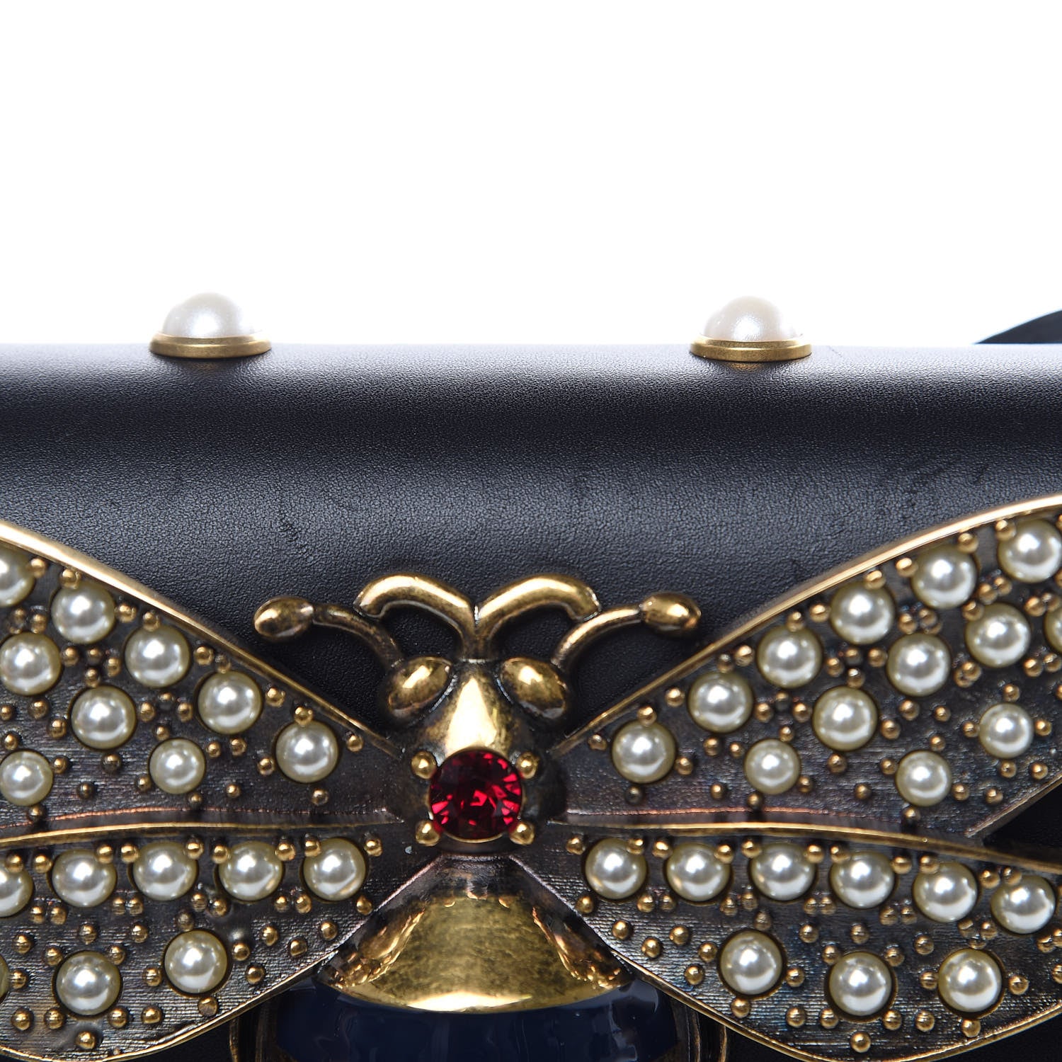 Gucci Nappa Pearl Studded Mini Queen Margaret Broadway Shoulder Bag Black 11 of 12