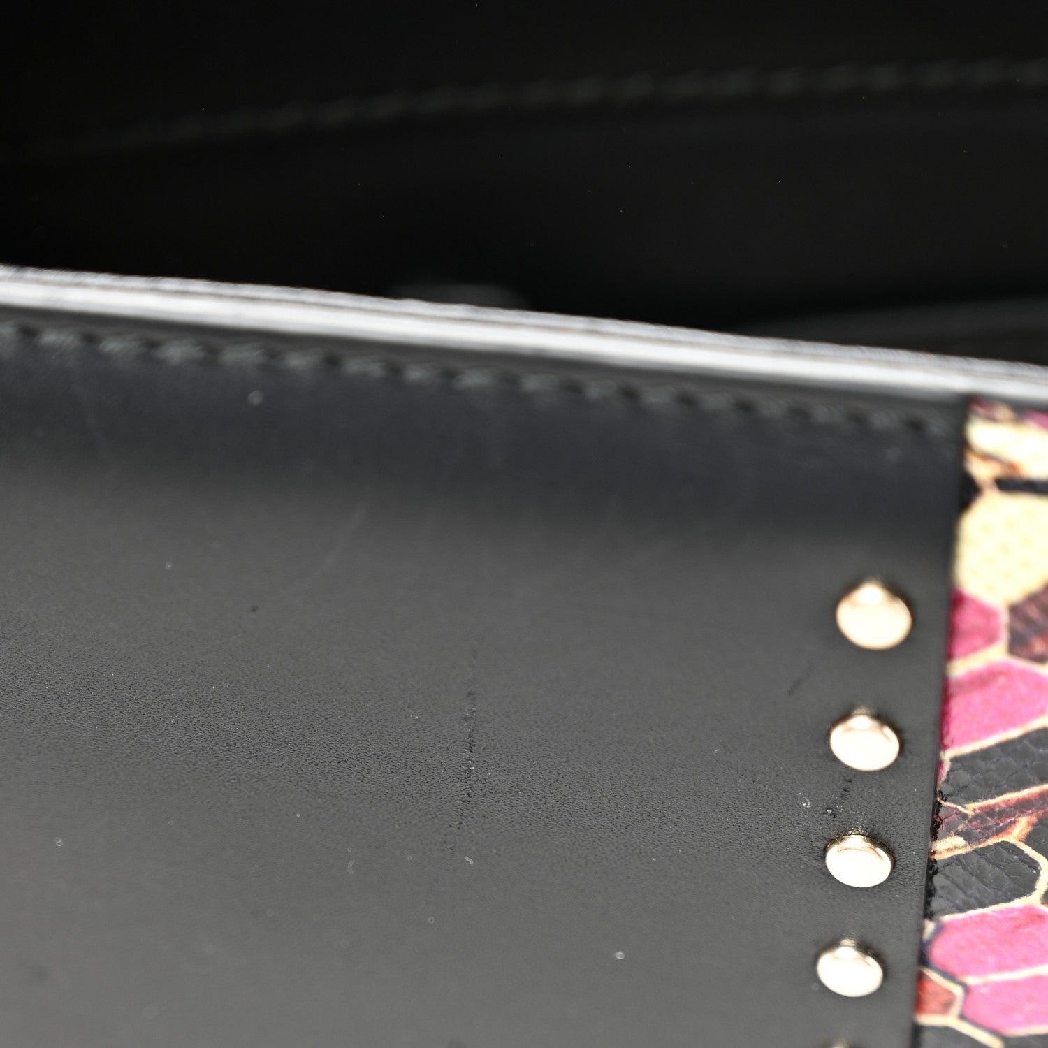 Bulgari Calfskin Karung Studded Serpenti Forever Shoulder Bag Black Pink Multicolor 11 of 11