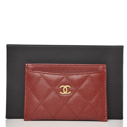 Chanel Metallic Caviar Quilted Card Holder Dark Red 9 of 9