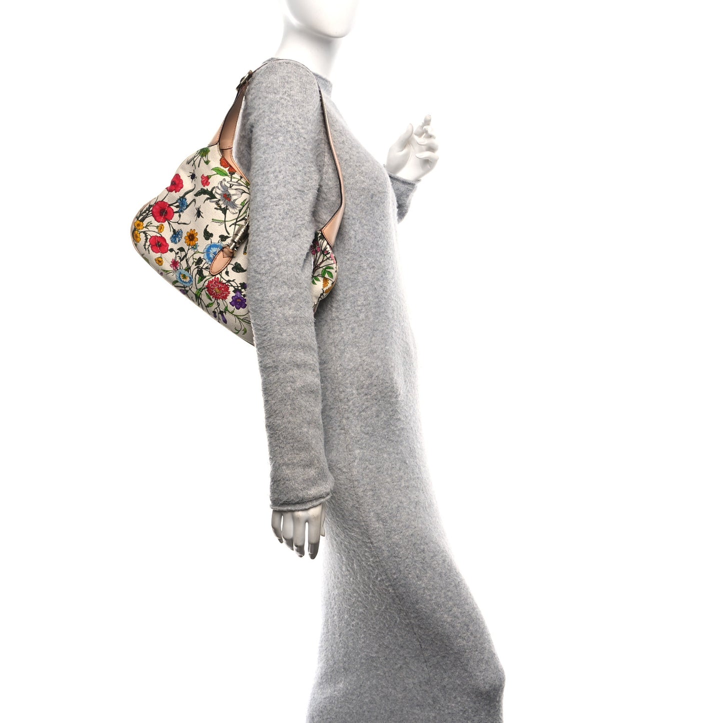 Canvas Floral Flora Small Jackie O Hobo White