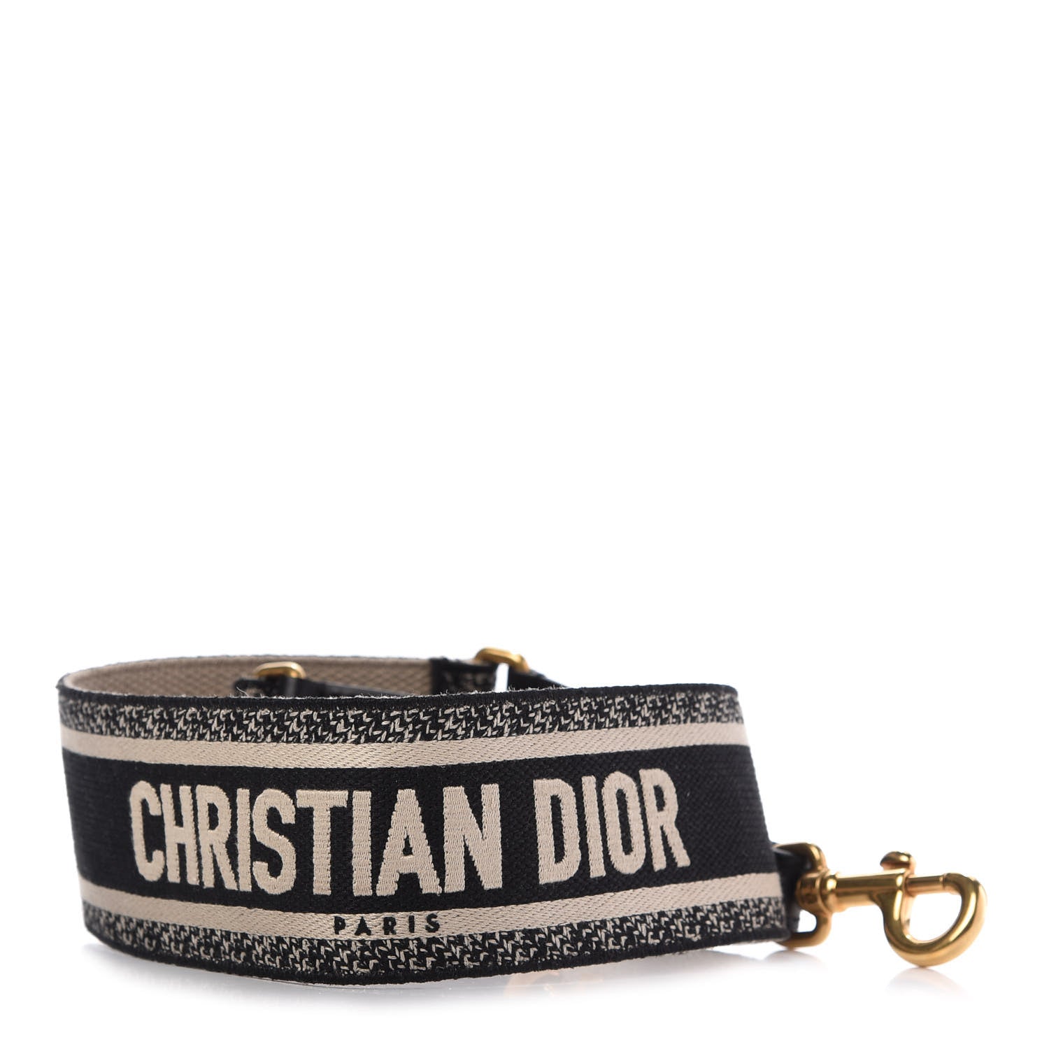 Christian Dior Canvas Embroidered Shoulder Strap Black 1 of 3